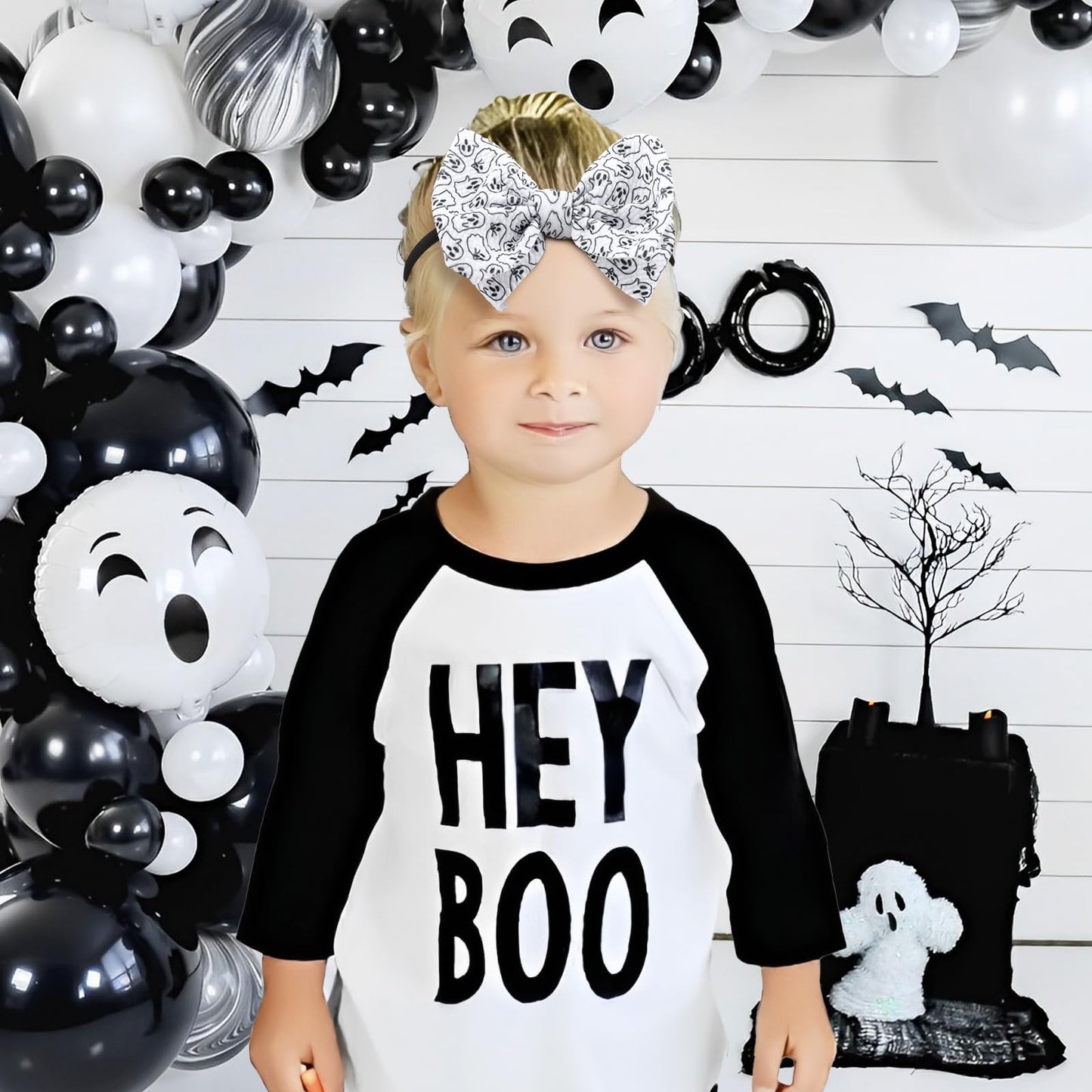 Yanjie Halloween Bows For Baby Girls Elastic Nylon Headbands Toddler Girls Spider Hair Bows Ghost Hair Halloween Accessories New
