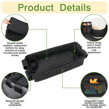 Arouy Stroller Snack Tray Attachment - Universal Stroller Snack Tray For Wonderfold Wagon W4 Accessories - Snack Tray For Kids -