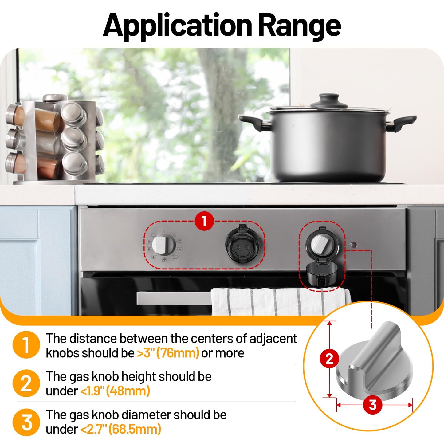 Upgraded Stove Knob Covers For Child Safety, Gliship 5 Pack Double-Key Design Baby Safety Gas Oven Knob Covers With Adhesive Hea