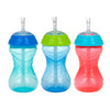 Nuby 3 Piece No-Spill Easy Grip Cup With Flex Straw, Clik It Lock Feature, Boy, 10 Ounce