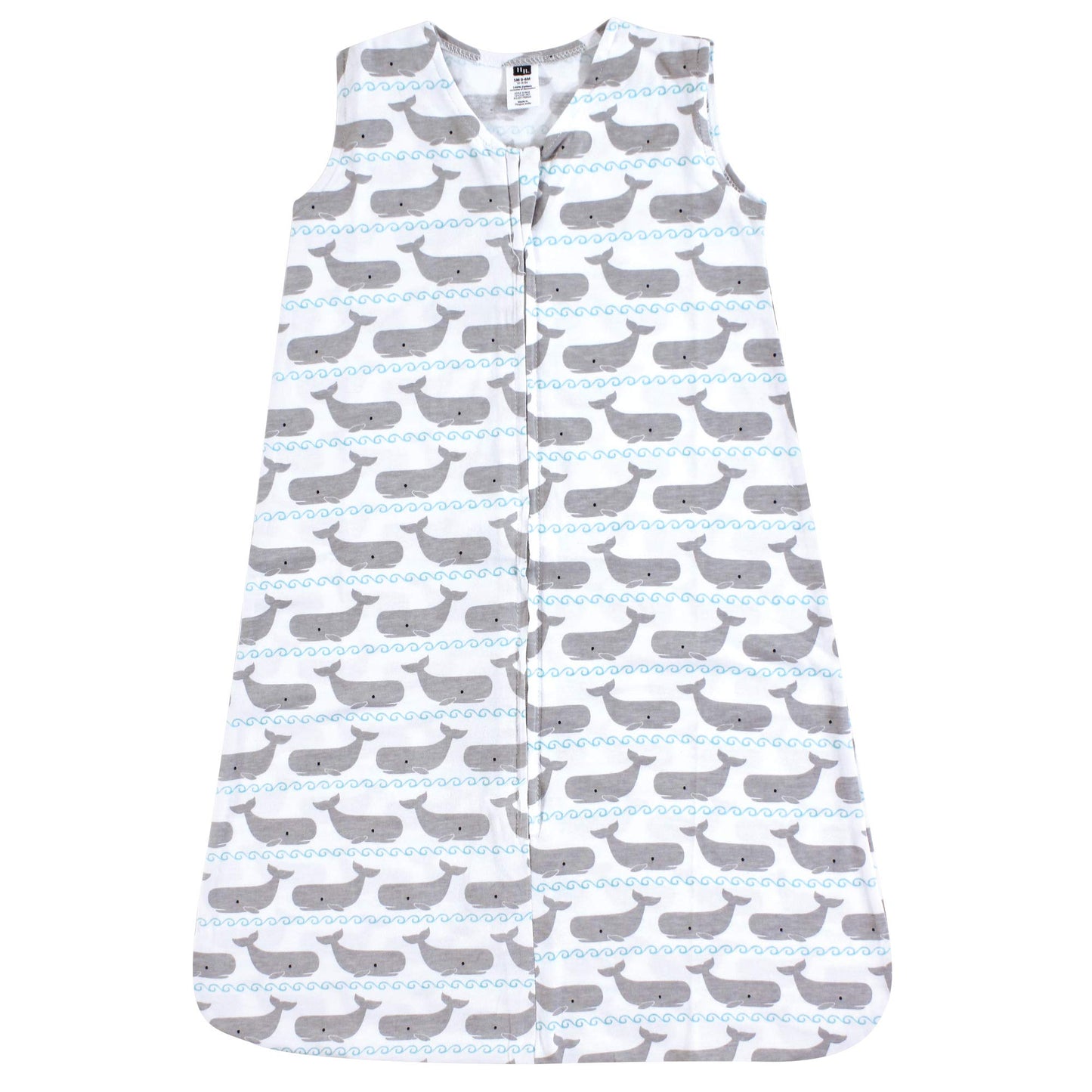 Hudson Baby Unisex Baby Cotton Sleeveless Wearable Sleeping Bag, Sack, Blanket, Whales, 6-12 Months