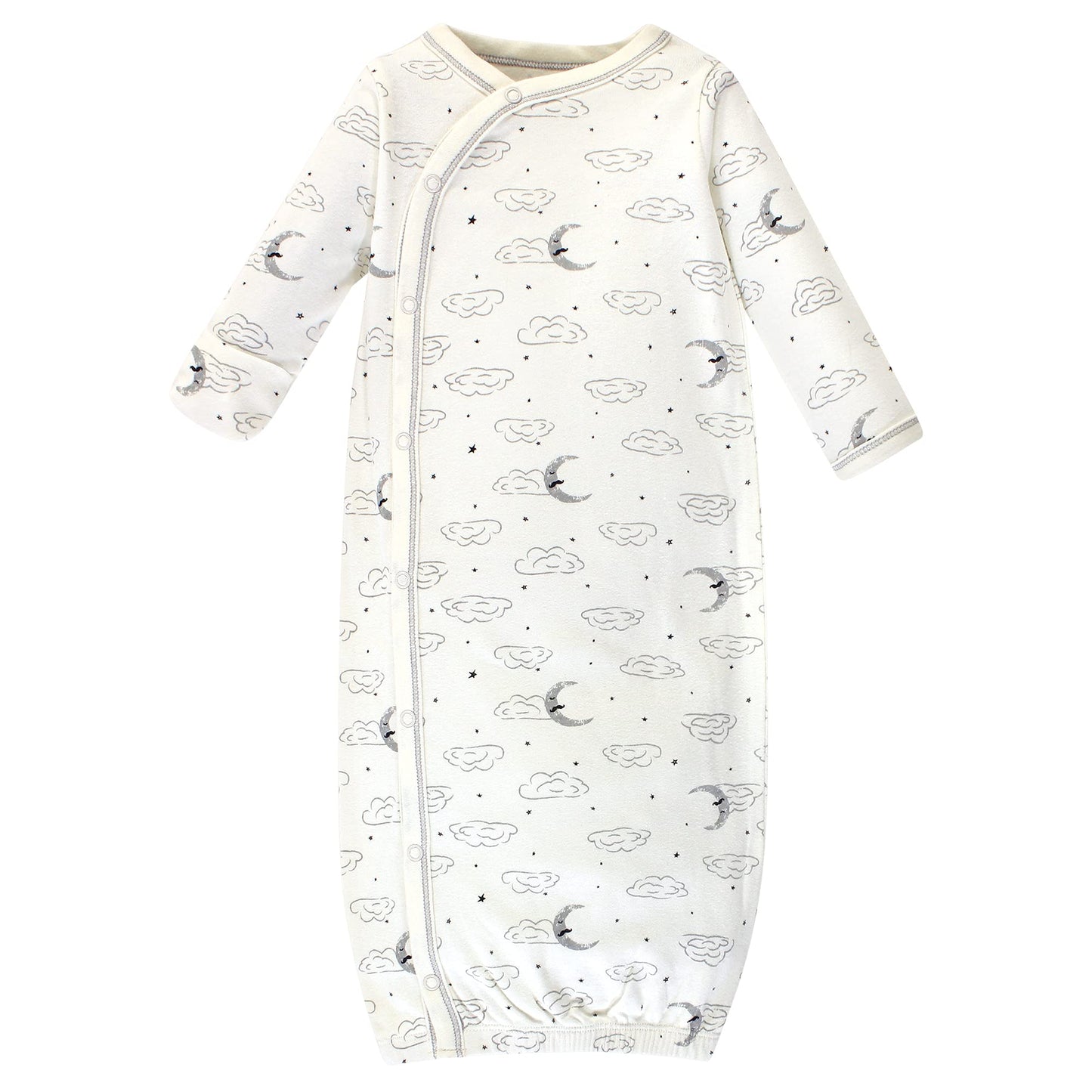 Touched By Nature Baby Girls Organic Cotton Kimono Nightgown, Mr. Moon, 0-6 Months Us