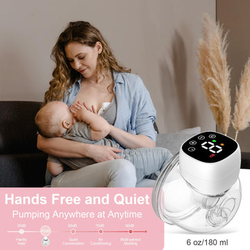 Nonlet Hands Free Breast Pump, Wearable Breastfeeding Pump 3 Modes & 9 Levels, Low Noise Electric Portable Breast Pumps With Led