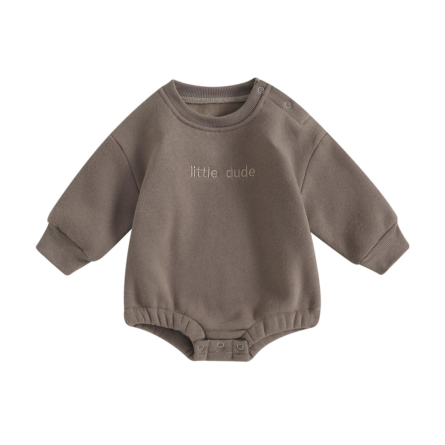 allshope Newborn Baby Boy Fall Outfit Romper Little Dude Embroidery Long Sleeve Jumpsuit Bodysuit Infant Winter Clothes (Winter