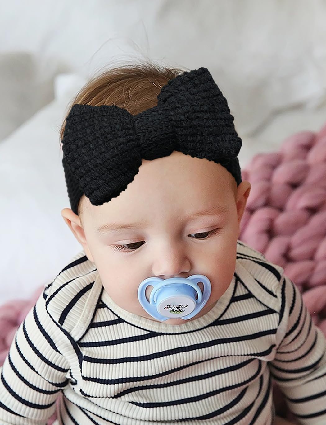 Zurlefy Stretchy Baby Girl Headbands Bows, Infant Headband Bows For Baby Bonnet Newborn Head Wraps Toddler Unisex (Td009)