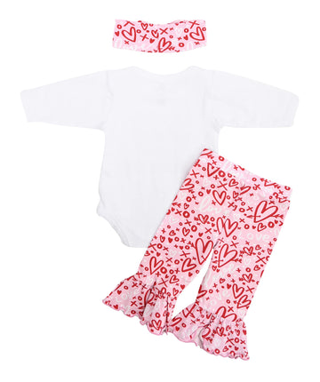 Unique Baby Girls Pink Xoxo Valentines Day Layette Set (3M, Pink)
