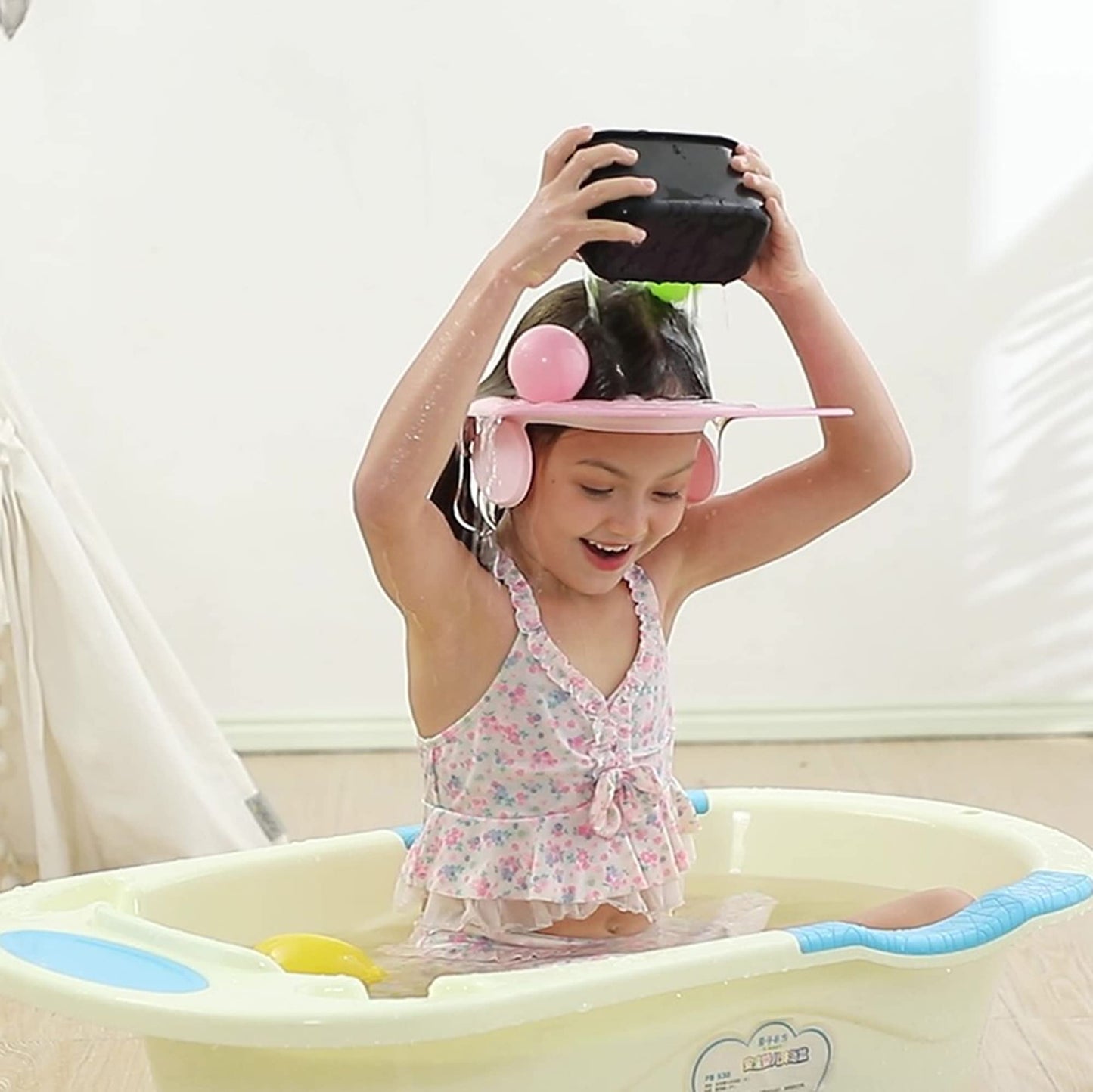 Baby Shower Cap Shampoo Visor Shield Hat Kids Bath Washing Hair Rinser Prevents Water From Pooling In Face For To Protect The Ey