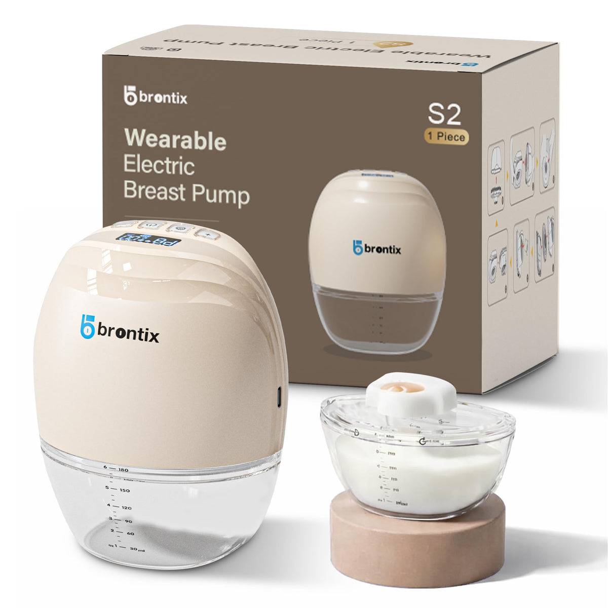 Brontix S2 Breast Pump Electrical With 3 Modes And12 Speed Levels Wearable Breast Pump Electric, Electric For Feeding Mothers