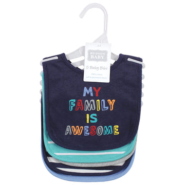 Hudson Baby Unisex Baby Cotton Bibs, Boy Bold Family, One Size