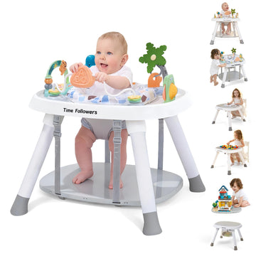 Time Followers 4-in-1 Baby Activity Center | 3 Stage Grow Stationary Standing Toddler Play Table | Tummy Time,Exersaucer, Jumper