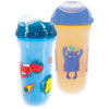Nuby No Spill Insulated Cool Sipper Transition Cup With Soft Slicone Rim Spout | 9 Oz/ 270 Ml | 2 Pack Printed: Blue Dinosaurs &