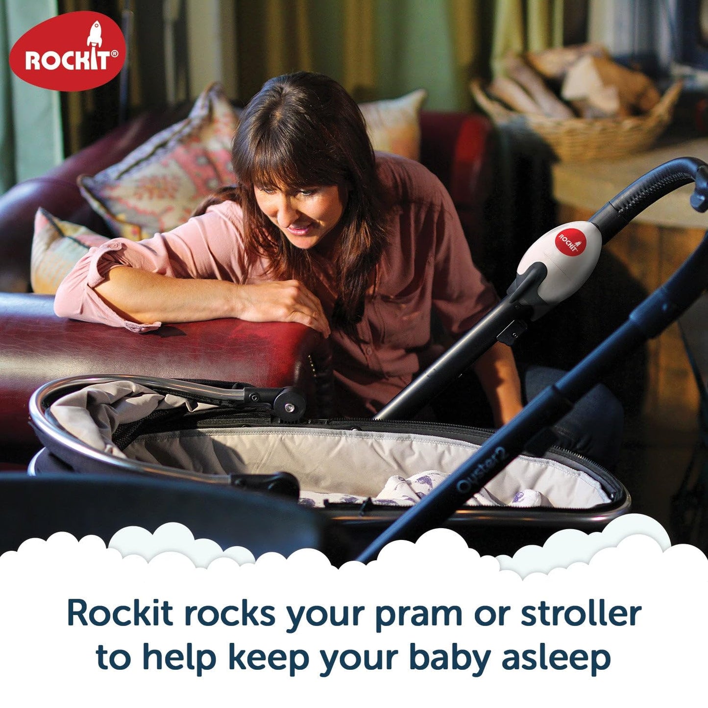 Rockit Rocker (Aa Battery Version) - Baby Sleep Aid Gently Rocks Any Stroller Or Buggy, Adjustable Speed With 60 Minute Timer -