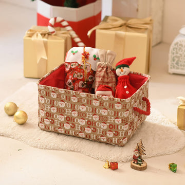 Inough Christmas Baskets For Gifts Empty, Christmas Decor Collapsible Santa Storage Bins With Handles Bright And Festive Gift St