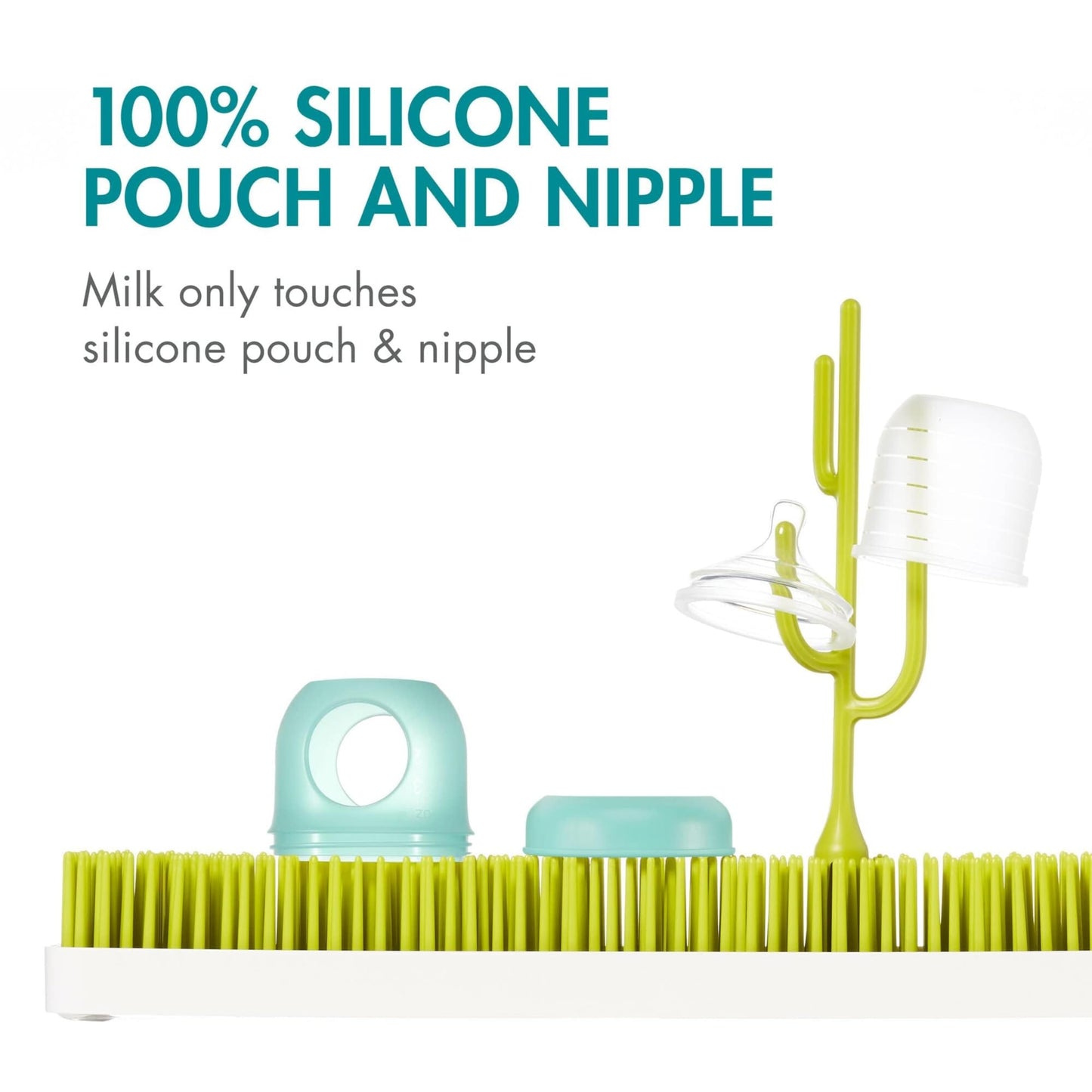 Boon Nursh Reusable Silicone Baby Bottles With Collapsible Silicone Pouch Design - Everyday Baby Essentials - 3 Count - Stage 1