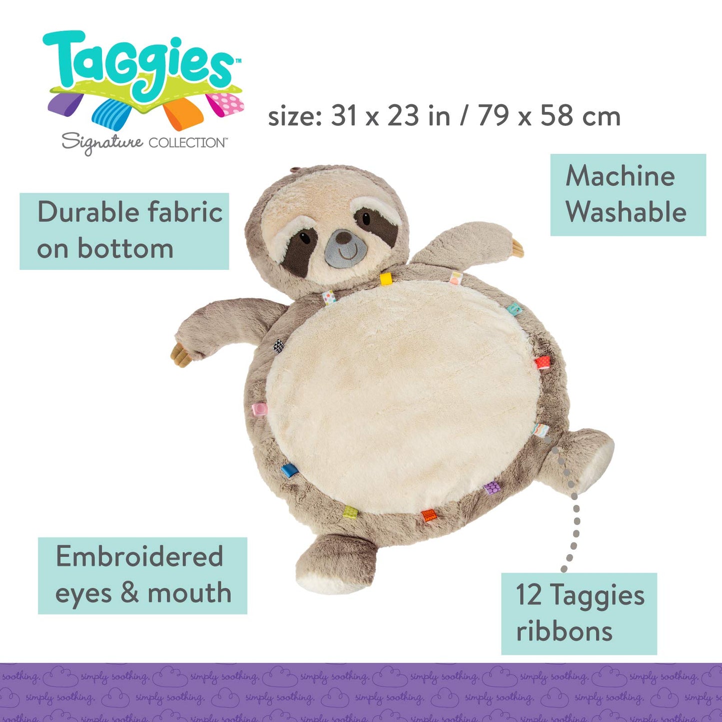 Taggies Super Soft Baby Mat, Molasses Sloth , 31 X 23-Inches