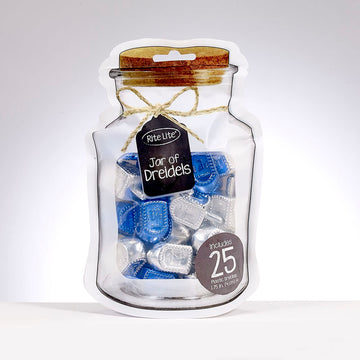 Rite Lite Jar Of Dreidels, 25 Medium Plastic Dreidels - Classic Chanukah Spinning Dreidel Game - Colored Dreidels Bulk Value Pac