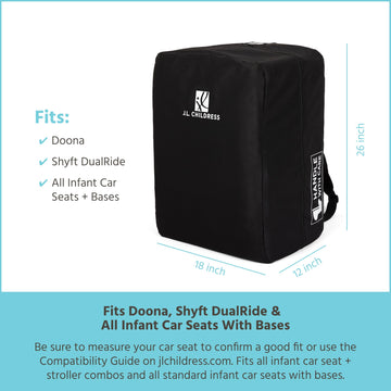 J.L. Childress Elite Travel Bag For Doona And Evenflo Shyft - Airtag Holder - Fits Car Seat Stroller Combos And Most Infant Car