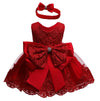 Princess Girls Ball Gown Dress Child Birthday Party Christmas New Year Dresses Toddler Christmas (Red,90)