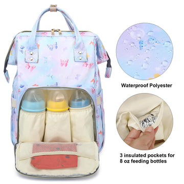 Butterfly Baby Diaper Bag Backpack For Girls Boys, Waterproof Large Maternity Nappy Bags For Mom