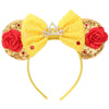 Razko Headband, Sparkle Belle Minnie Ears, Gold-Red Flower, Hairband For Disney Fans, Unisex-Kids, Unisex-Adults