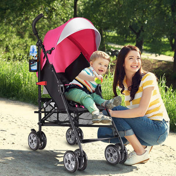 Baby Joy Lightweight Stroller, Compact Travel Stroller, Infant Stroller W/Adjustable Backrest & Canopy, Cup Holder, Storage Bask