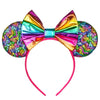Foeran Mouse Ears Headbands Shiny Bows Mouse Ears Glitter Party Princess Decoration Cosplay Costume For Girls Women (Magic Rainb
