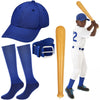 Janmercy 4 Pack Baseball Costume Accessories Include Youth Royal Blue Socks Belt Cap and Inflatable Bat Baseball Combo Set for B
