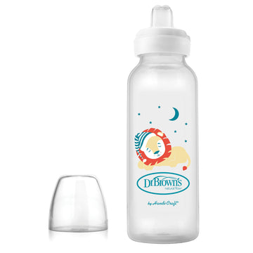 Dr. Browns Milestones Narrow Sippy Bottle, 100% Silicone Soft Sippy Spout, 8Oz/250Ml, Lion, 6M+
