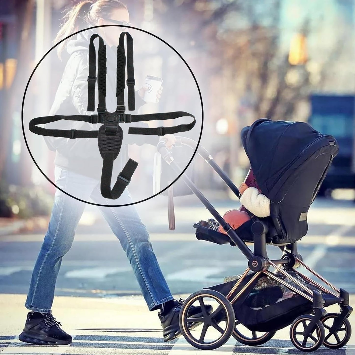 Universal 5 Point Harness Belt For Child Kid, Adjustable Harness Seat Belt Stroller For High Chair Stroller For Kids, Harness Be