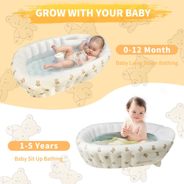 Ekepe Inflatable Baby Bathtub With Built In Pump, Collapsible Safe Baby Bathtub For Newborns And Baby, Non-Slip Travel Mini Swim