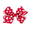 Wee Ones Girls' Valentines Day Grosgrain Hair Bow On Weestay No-Slip Clip, Valentine Heart Print, Medium, Red