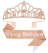 Papoopy Birthday Tiara And Crown With Sash For Women Birthday Party