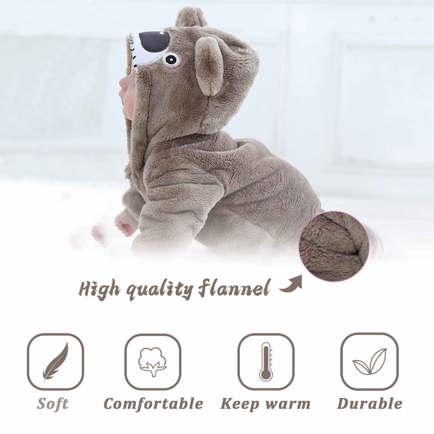 Tonwhar Unisex Baby Animal Halloween Costume Kid'S And Toddler'S Autumn Winter Outfits Jumpsuit(3-4 T,Koala)