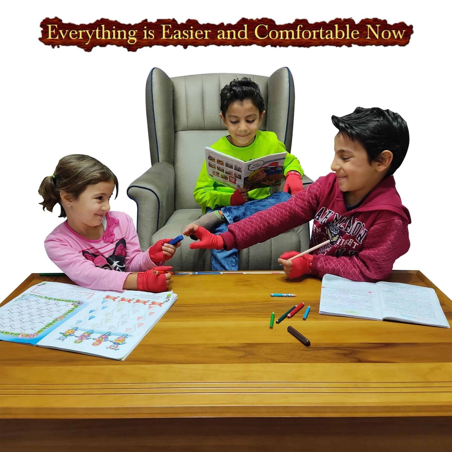 Offa Thumb Sucking Stop For Kids (Ages 3-6) - Kit Includes 2 Thumb Sucking Deterrent Gloves (Red) & Guide Booklet