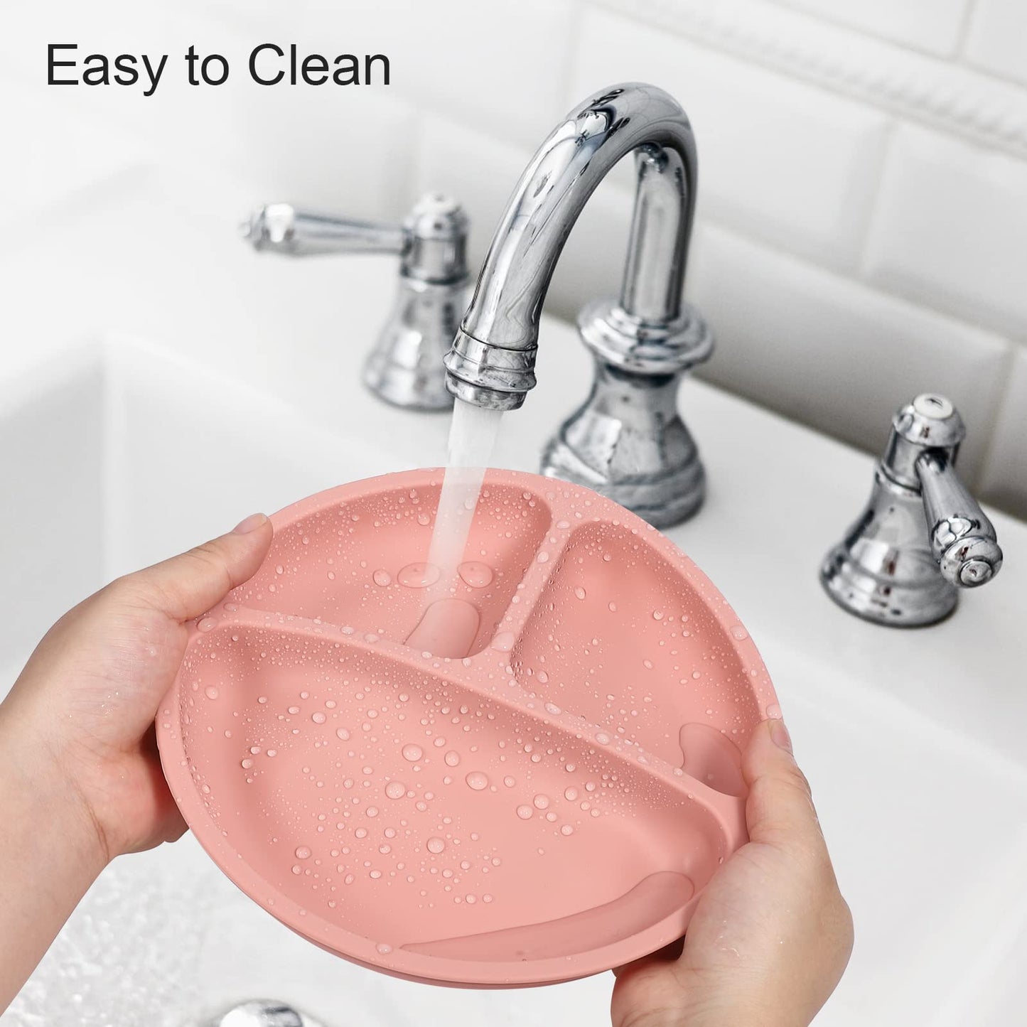 Cibeat Toddler Plates 3 Pack, 100% Silicone Suction Plates For Babies And Toddlers, Microwave And Dishwasher Safe, Bpa Free, Div