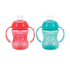 Nuby Plastic 2-Pack Two-Handle No-Spill Super Spout Grip N' Sip Cups, 8Oz, Coral And Aqua