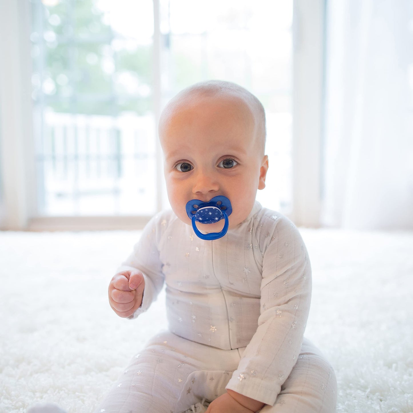 Dr. Brown'S Advantage Baby Pacifier, Fully Symmetrical Soother With Soft Silicone Bulb, 0-6M, Bpa Free, Blue Sunrise, 2 Pack (St
