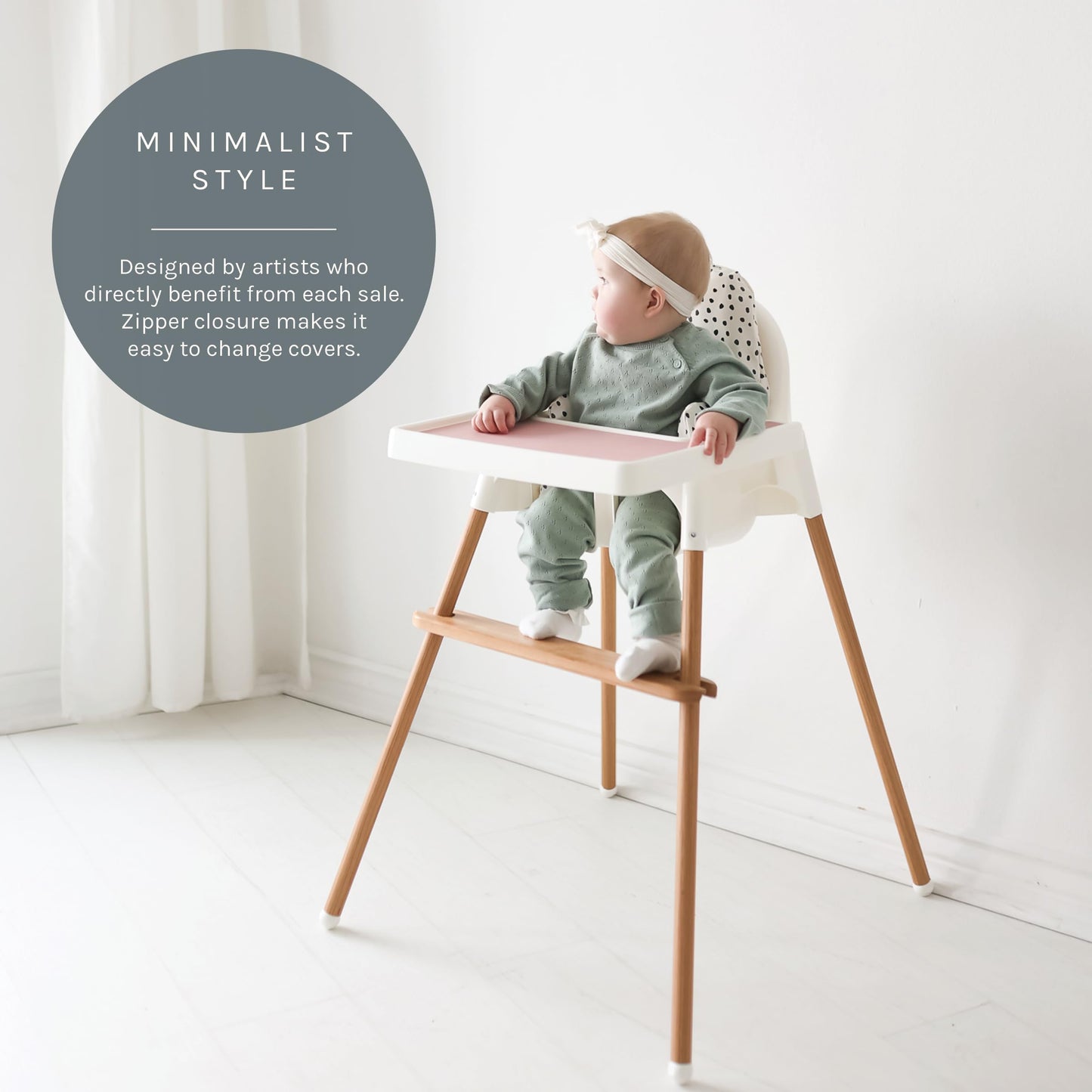 Yeah Baby Goods Vegan Leather Soft Baby High Chair Cover (Golden Girl) - Fits Ikea Antilop Highchair Cushion - Wipeable, Waterpr