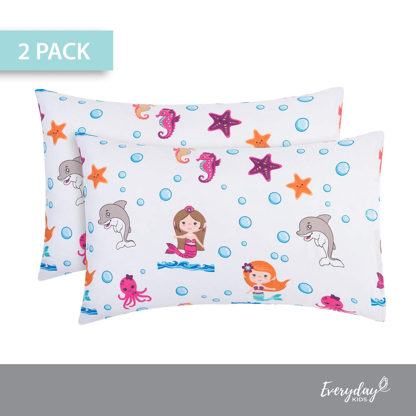 Everyday Kids 2-Pack Toddler Travel Pillowcases -100% Soft Microfiber, Breathable And Hypoallergenic - 14' By 20' Kids Pillowc