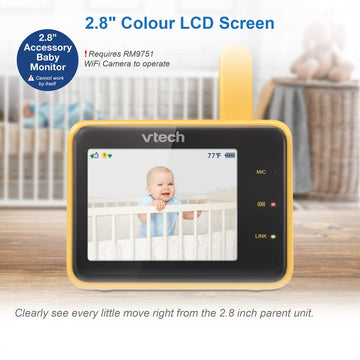 Vtech Rm2701 2.8' Accessory Baby Monitor Viewer (Requires Rm9751 Wifi Camera To Operate) Remote Monitoring, Night Light, Soothi
