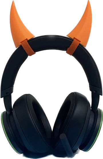 2X Demon Horns For Headset/Cosplay - Made In Usa -16 Colors Combos (Orange)
