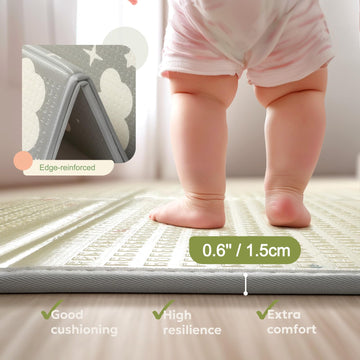 Extra Large Foldable Play Mat, Reversible Baby Play Mat With Edge Reinforcement, Non-Toxic & Waterproof Baby Mat For Floor, Foam