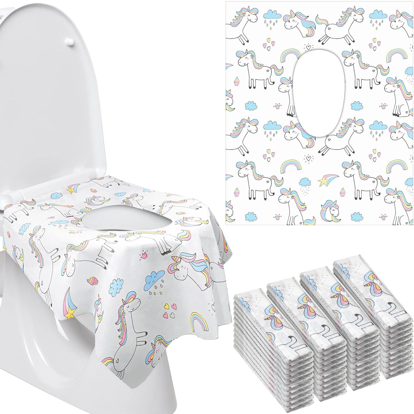 Mimorou 40 Pack Disposable Toilet Seat Covers for Kid Toddler Adults Extra Large Individually Wrapped Portable Paper Potty Seat