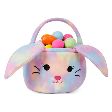 Easter Bunny Baskets For Kids, Egg Hunt Bags Plush Rabbit Bucket With Foldable Ears Easter Gifts For Boys And Girls