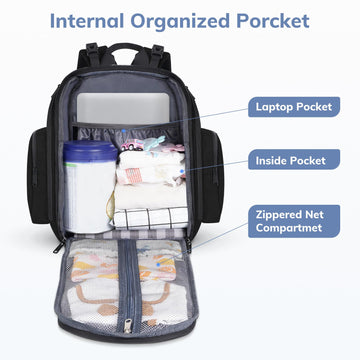 Backpack Diaper Bag, Waterproof Boy Travel Bag For Dad And Men, Large Multi-Function, Many Pockets, Lightweight, Stylish Diaper