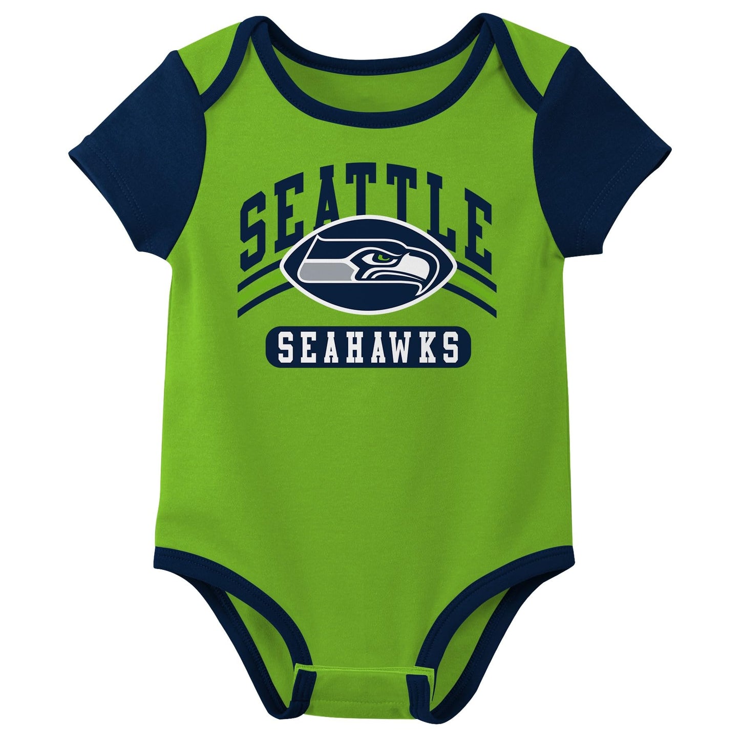 Outerstuff Nfl Newborn Baby And Infant Short Sleeve Bodysuit Variety 3-Pack - Seattle Seahawks, 6-9M
