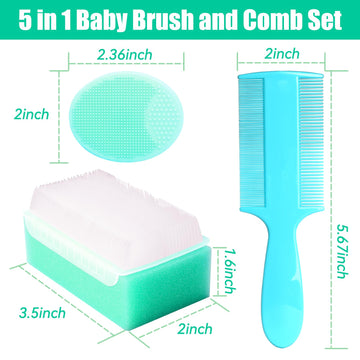 Cradle Cap Brush For Babies, 5Pcs Cradle Cap Treatment Set With Soft Bristle Brushes Silicone Scrubber Long Comb For Newborn Bat