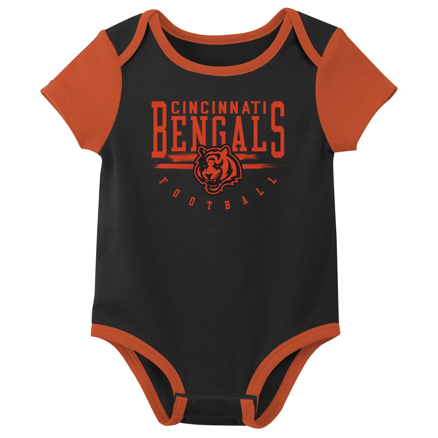 Outerstuff Nfl Newborn Baby And Infant Short Sleeve Bodysuit Variety 3-Pack - Cincinnati Bengals, 12M