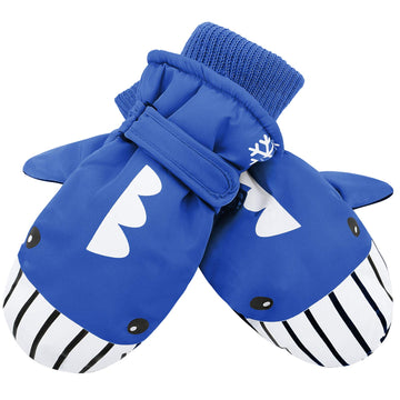 American Trends Toddler Snow Gloves Winter Kids Ski Glove Waterproof Mittens For Toddler Boys Girls Warm Mitten Blue Whale S(Fit