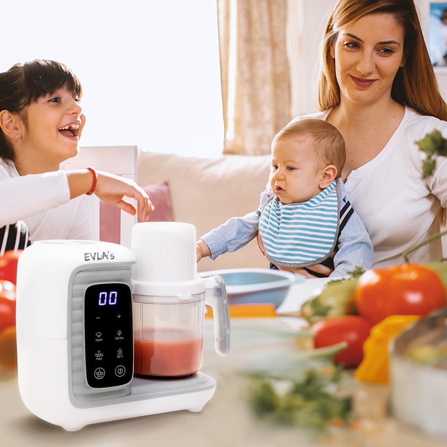 Evla'S Double Baby Food Maker With 2 Steaming Baskets, Steamer, Blender, Grinder, Food Processor, Cook & Blends Healthy Baby Foo